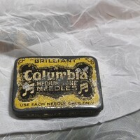 Antik Columbia gramofontűs bádogdoboz