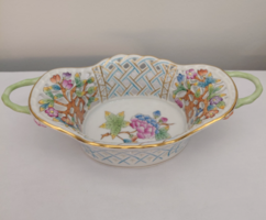 Herendi porcelán Viktória mintás áttört füles tálka