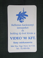 Kártyanaptár,Video 90 Kft.,Sony márkaszerviz,Pécs, 1995   (7)