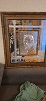Father Pio depiction, Italian-made embossed picture in 925 silver. The relief