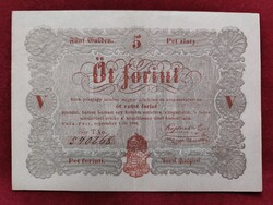 5 Forint 1848 Kossuth Szabadságharcos bankjegy. Vörös nyomat. EF