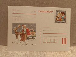 Retro díjjegyes levelezőlap 1982 – Télapó, Hull a pelyhes (futatnlan)