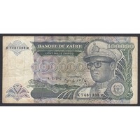 Zaire,100.000 zaires 1992 F