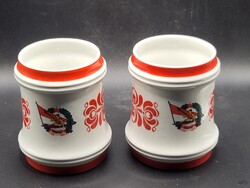 Retró Hollóházi porcelán sportpohár pár – Budapesti Honvéd SE (2 db)