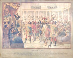 Rare Antique Kossuth Lithograph in Walnut Frame