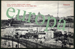 Bp - Királyi várpalota látképe a pesti oldalról , Margithíd, Szilágyi tér hajóállomástól   1907