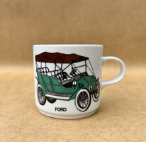 Retro Alföldi porcelán bögre veterán Ford régi autó minta