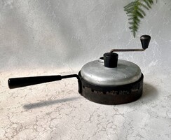 Retro kézi alumínium kávépörkölő / kukorica pattogtató 1950-1960