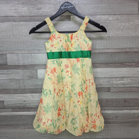 Charles Vögele Light Yellow Butterfly Pattern Girl's Formal Dress, 104