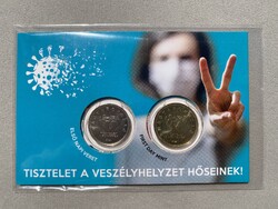 2020 Tisztelet a veszélyhelyzet hőseinek! 10 és 20 Ft elsőnapi veret bliszter,ALACSONY SORSZÁM:00701