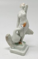 Herendi ' Léda hattyúval' miniatűr jelzett porcelán figura (9cm) RZ