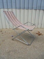 Retro aluminum frame sun lounger, sunbathing bed, garden hammock - foldable