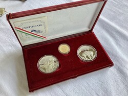 Arany és ezüst érmék a pápa látogatásának emlékére 1991