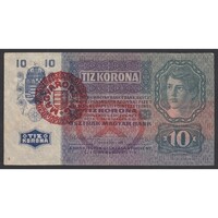 Magyarország,10 kronen/korona 1920 - MAGYARORSZÁG FELÜLBÉLYEGZÉS EF