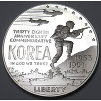 USA,1 dollar 1991 P PP - Koreai háború 38. évfordulójára UNC ezüst 26.73g900
