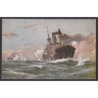 Németország,Német U-Boot tengeralattjáró harcban egy felfegyverzett kereskedelmi gőzhajóval 1917