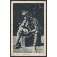 Magyarország,A bakancs és a hangulat fényes - katonai propaganda képeslap 1917