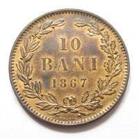 Románia,10 bani 1867 - Heaton aUNC+ réz