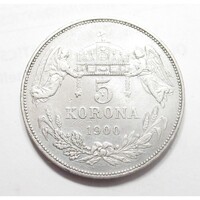 Magyarország,5 korona 1900 VF+ ezüst 24g900