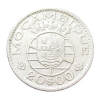 Mozambik,20 escudos 1960 VF+ ezüst 10g720