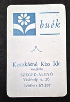 Koczkáné Kiss Ida Virágkötő Szeged-Algyő kártyanaptár 1987
