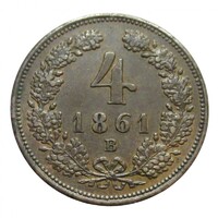 Magyarország,4 krajcár 1861 B EF+ réz
