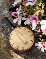 Retro osztrák rézserpenyő alakú mechanikus konyhai időzítő óra
