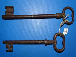 ANTIK NAGY VAS KAPU KULCS 19,5 / 17  CM !!! 2 DB !!
