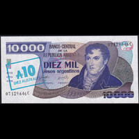 Argentína 10 Australes 1985 P-322c UNC