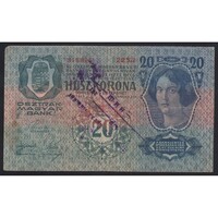 Szerbia,20 kronen/korona 1919 - NISI JÁRÁS SZERB FELÜLBÉLYEGZÉS F