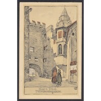 Ausztria,VORM. PHILIPP & KRAMER BÉCS Litográfia - Sigmund Walter: Hall in Tirol - Münzerforgasse 191