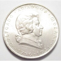 Ausztria,2 schilling 1931 - Mozart aUNC+ ezüst 12g640