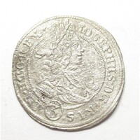 Ausztria,I. József 3 krajcár 1708 FN - Breslau - Szilézia VF+ ezüst 1.50g