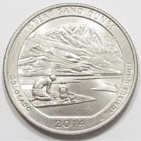 USA,quarter dollar 2014 D - Great Sand Dunes aUNC+ réz