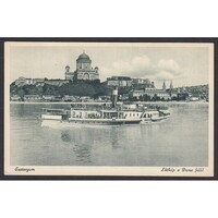 Magyarország,Esztergom - SS Szent István lapátkerekes gőzős a Bazilika előtt 1934