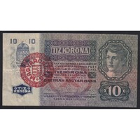 Magyarország,10 kronen/korona 1920 - MAGYARORSZÁG FELÜLBÉLYEGZÉS EF