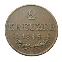 Ausztria,2 krajcár 1848 A VF réz