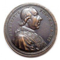 Italy, Pope Pius VI, as a tribute to the builder of Trebia prison and fortress 1787 EF bronze