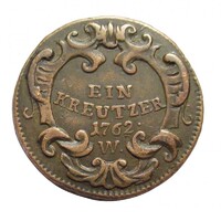 Ausztria,Mária Terézia 1 krajcár 1762 W VF+ réz