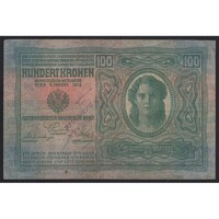 Szerbia,100 kronen/korona 1919 - Drinai hadosztály szerb katonai felülbélyegzés F