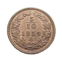 Ausztria,5/10 krajcár 1859 A aUNC+ réz