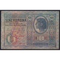 Magyarország,100 kronen/korona 1919 - Csongrád vármegye Horgos község felülbélyegzés F