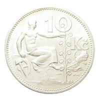 Csehszlovákia,10 korun 1931 aUNC+ ezüst 10g700