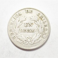 Chile,1 decimo 1892 - VERDEHIBÁS VF+ ezüst 2.50g500