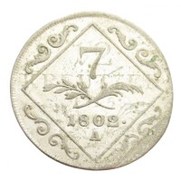 Ausztria,I. Ferenc 7 krajcár 1802 A - felülvert 12 krajcár 1795 EF+ ezüst 4.68g250