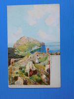 Olasz Képeslap - a capri-i Tiberius-villából nyíló panoráma, a nápolyi Ricciardi kiadó litográfiája