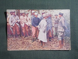 Képeslap,első világháború,130 sz. hadiszínház,Francia hadifoglyok új sisakban ,katona,fegyver,1914-
