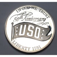 USA,1 dollar 1991 S PP - United Service Organizations Inc. UNC ezüst 26.73g900