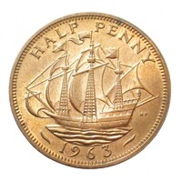 Egyesült Királyság,half penny 1963 aUNC+ bronz