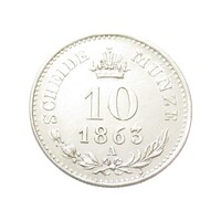 Ausztria,10 krajcár 1863 A EF+ ezüst 2g500